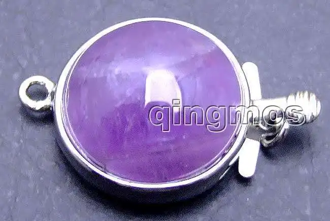 Qingmos 18mm Round Clasp Jewelry Making with Natural Purple Amethyst 1 strands Clasp Accessories for Jewelry-gp187