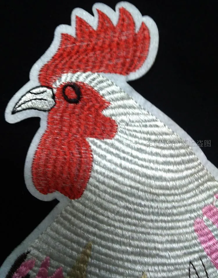 The Cock Crow Sequins Applique Large Embroidery Rooster Big Rooster Patch For Clothes