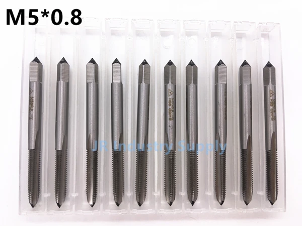 

10pcs M5*0.8 Machine screw tap HSS H2 Straight Fluted Screw Thread Metric Plug Hand Tap Drill