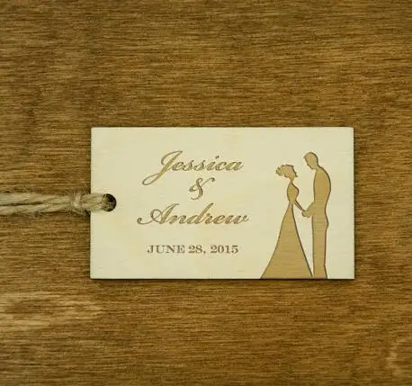 

custom engraved couple Wooden wedding thank you gift favor hang tags engagement bridal shower party favors invitation labels