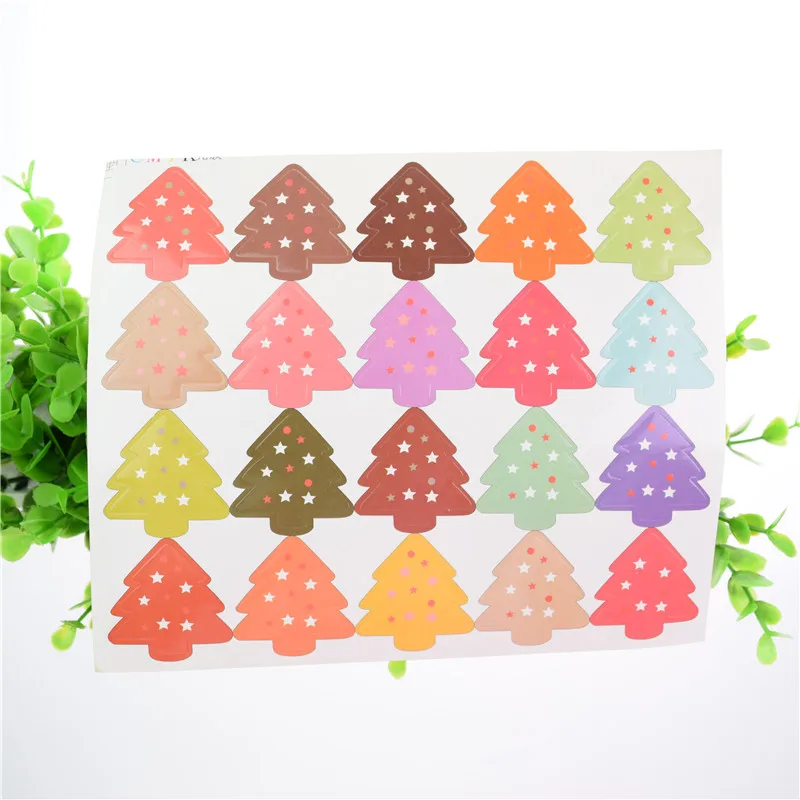 

100 sheet 2000 Xmas Tree Stickers Party Birthday vintage Colourful Stamp DIY Handmade Cake Baking label Adhesive Sealing Sticker