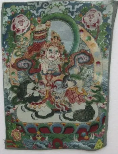 Golden silk embroidery thangka Tibet and Nepal exorcism peace and wealth