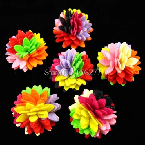 Wholesale -50pcs/lot  Fashion  felt flowers  girls hair flower  FreeShipping