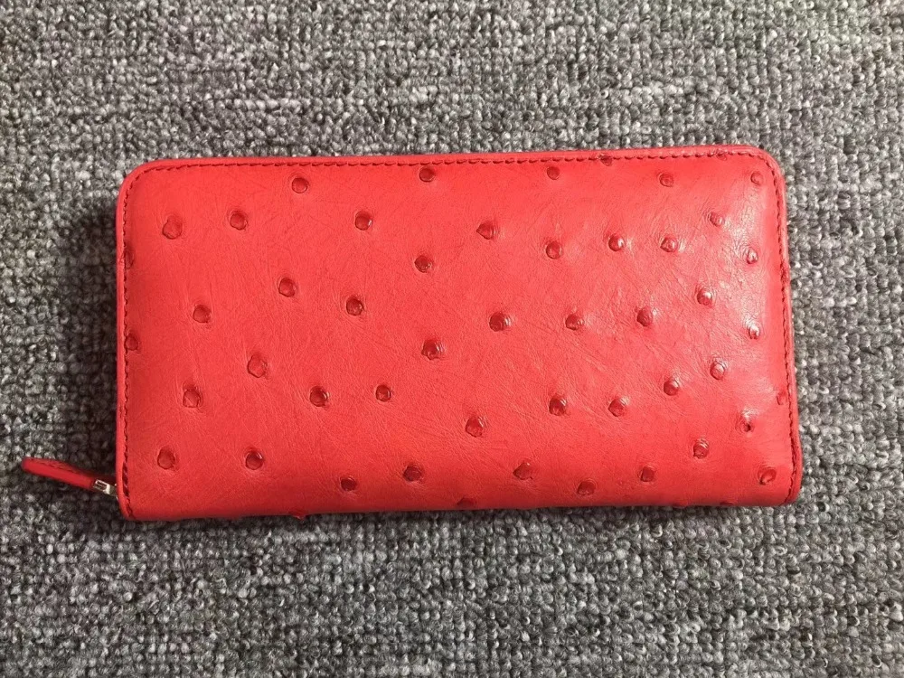 

Кошелек женский из страусиной кожи, Длинный кошелек на молнии, с отделением для банковских карт, 100%