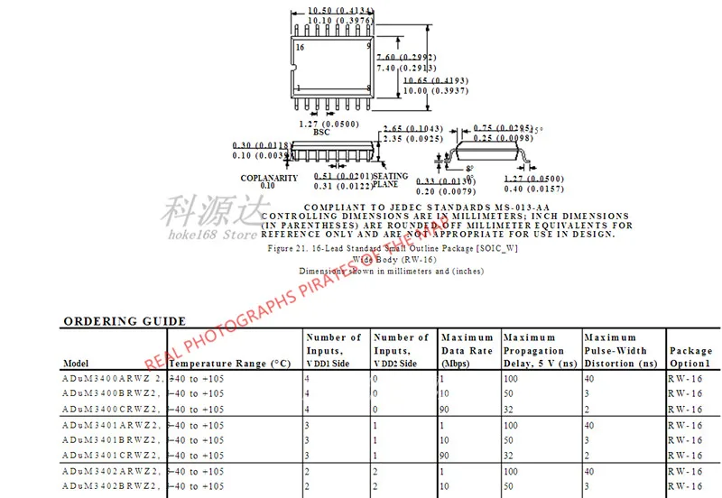 2 قطعة/الوحدة ADUM3402CRWZ SOP16 ADUM3402 في الأسهم