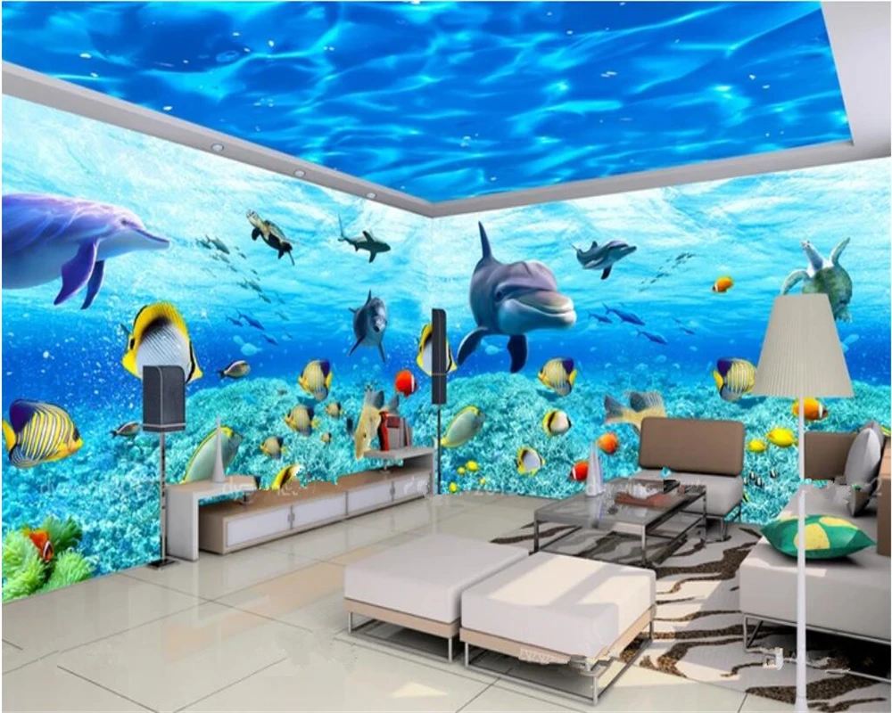 

beibehang Custom wallpaper 3d stereo photo mural fantasy underwater world theme pavilion 3D background wall papers home decor 3d