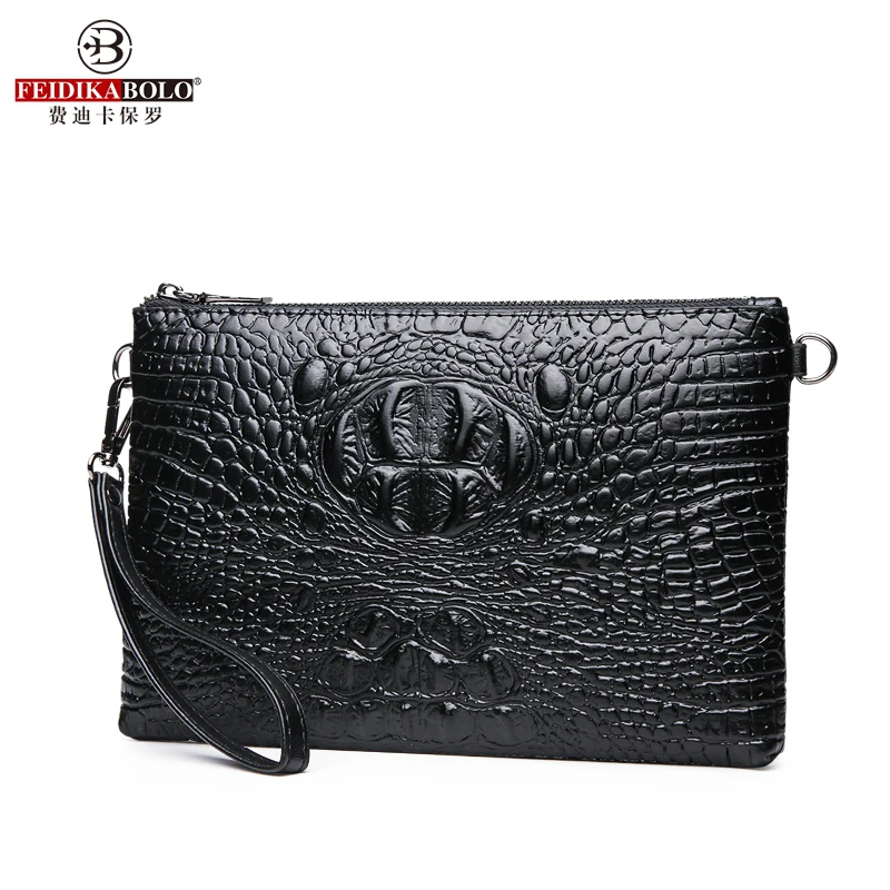 Embossed Crocodile Pattern Long Fashion Men\'s Clutch Classic Business Bag Personalized Mobile Phone Change Card Package