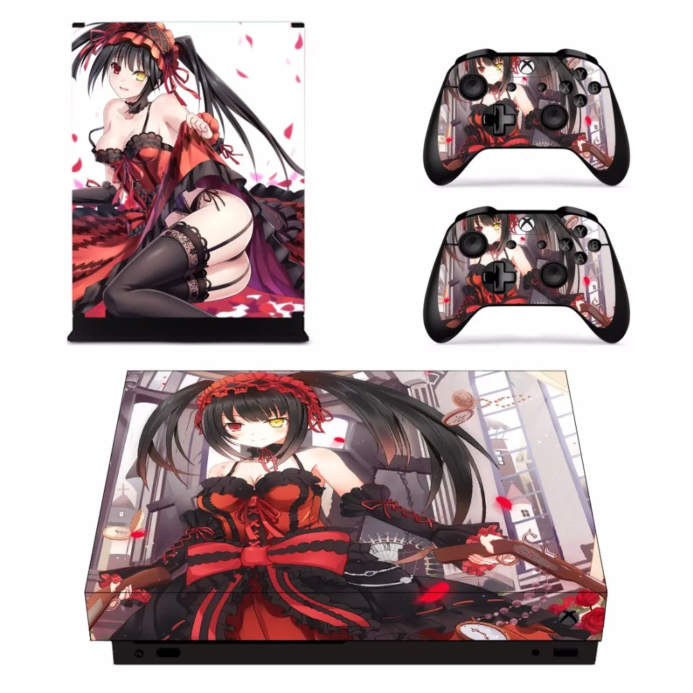 Anime Date A Live Tokisaki Kurumi Skin Sticker Decal For Microsoft Xbox One X Console and Controller For Xbox One X Skin Sticker