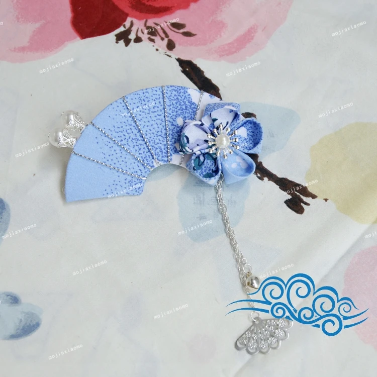 The Blue waves hair accessory collection of hanfu and wind dovetail ancientry tassel hairpin clip Japanese kimono side