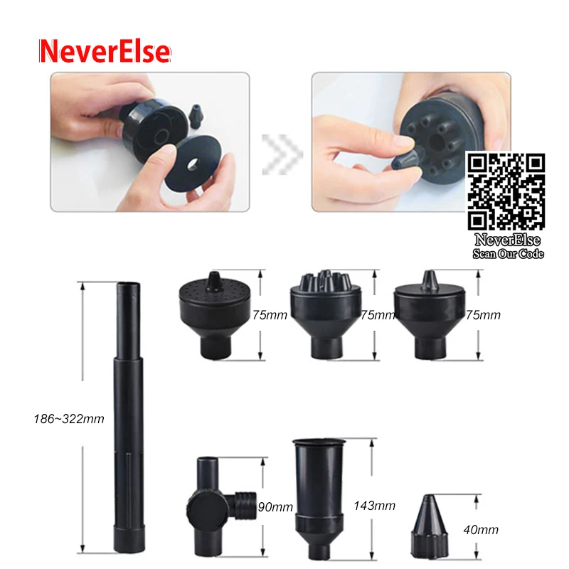 Fountain Pump with 3/5Kinds Nozzles 8/16/22/28/40W for Aquarium Fish Tank Pond Hydroponics Garden Indoor Outdoor Adjustable Flow