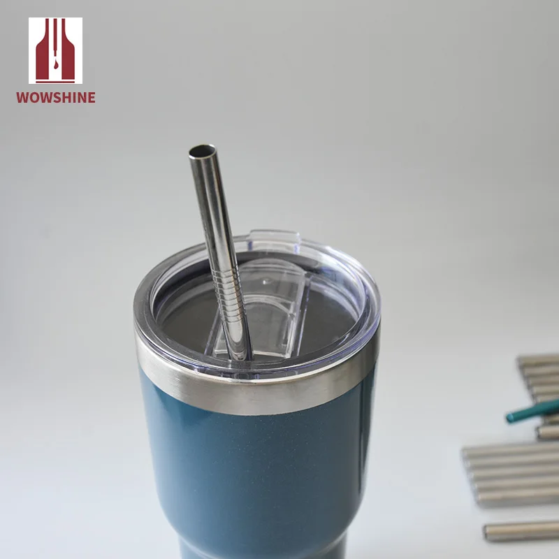 WOWSHINE New 9.5mm Diameter Stainless Steel 304 50PCS Drinking Straw Food Grade Smooth Ends lenth 267mm