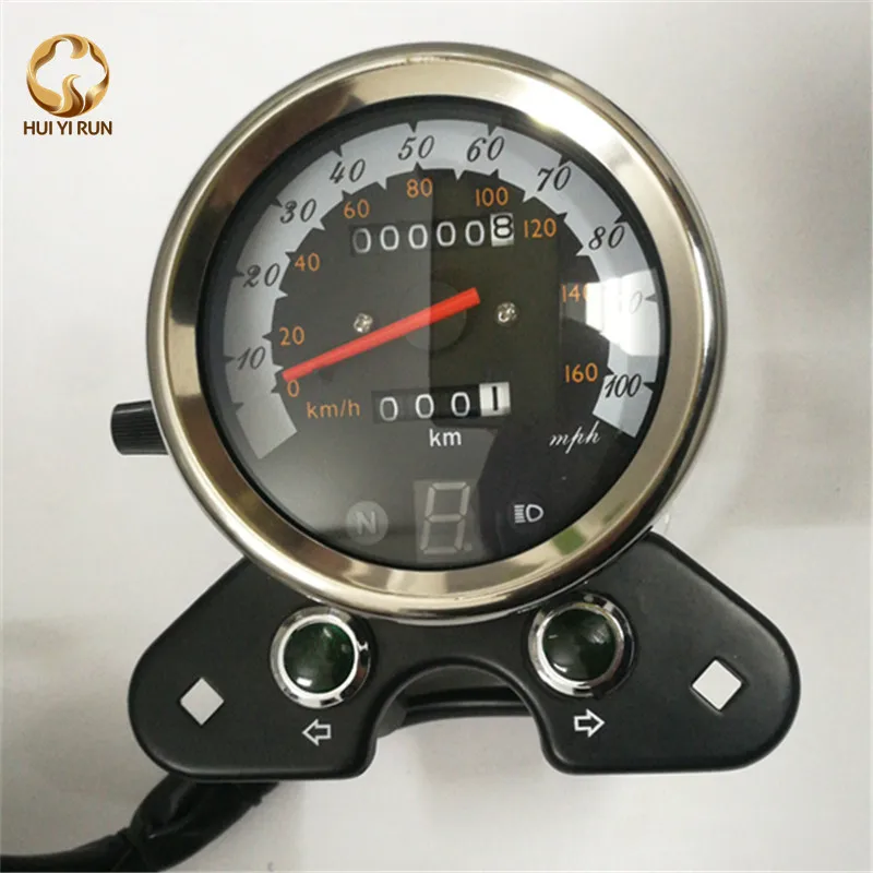 

NEW Universal Motorcycle Odometer Speedometer 12V LED Fits For Honda Harley cafe racer