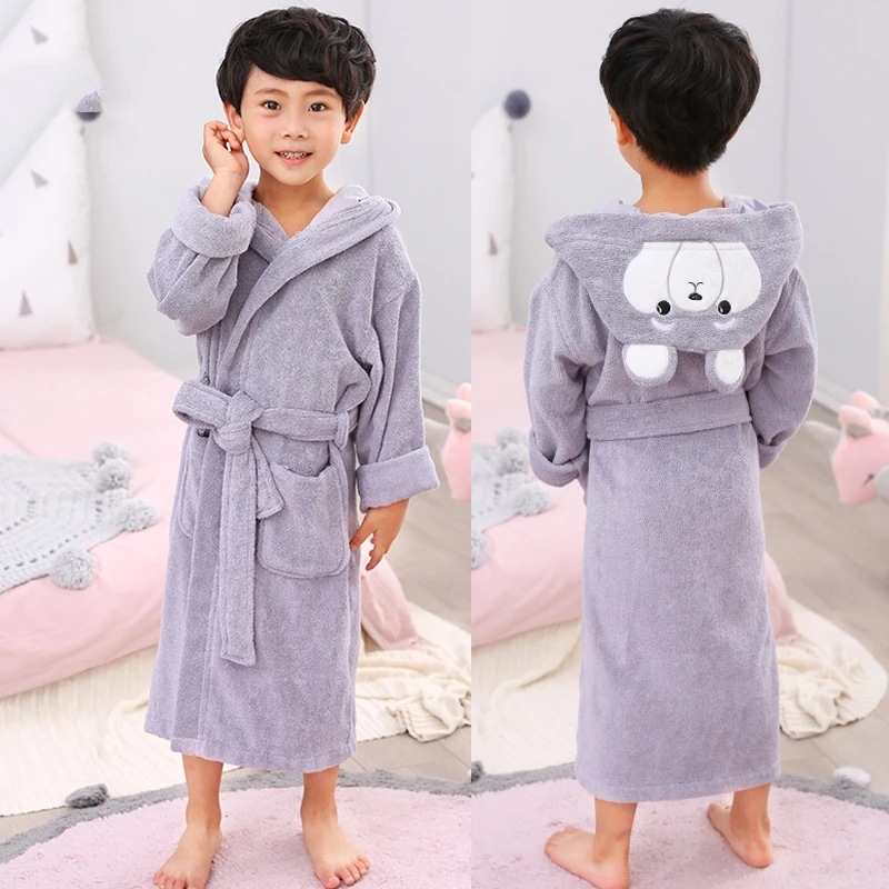 Baby Boys Kids Bathrobe 100% Cotton Cartoon Animals Hooded Towel Pajamas Clothes Baby Bathrobe Kids Girls Clothes Bath Robe