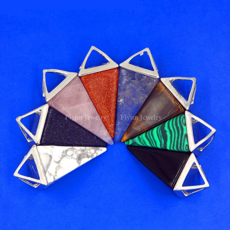 

Подвески, маятниковый кристалл, кварцевый тигерит Howlite и т. Д., пирамида, натуральный камень, аксессуары, Европейская мода, ювелирные изделия, Микс 16 шт