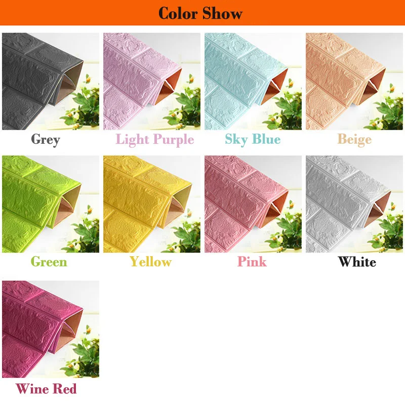60*30cm 3D Self Adhesive Foam Brick Wall Stickers for Kids room DIY Bedroom for Home Decor Wallpaper Solid color Living Sticker