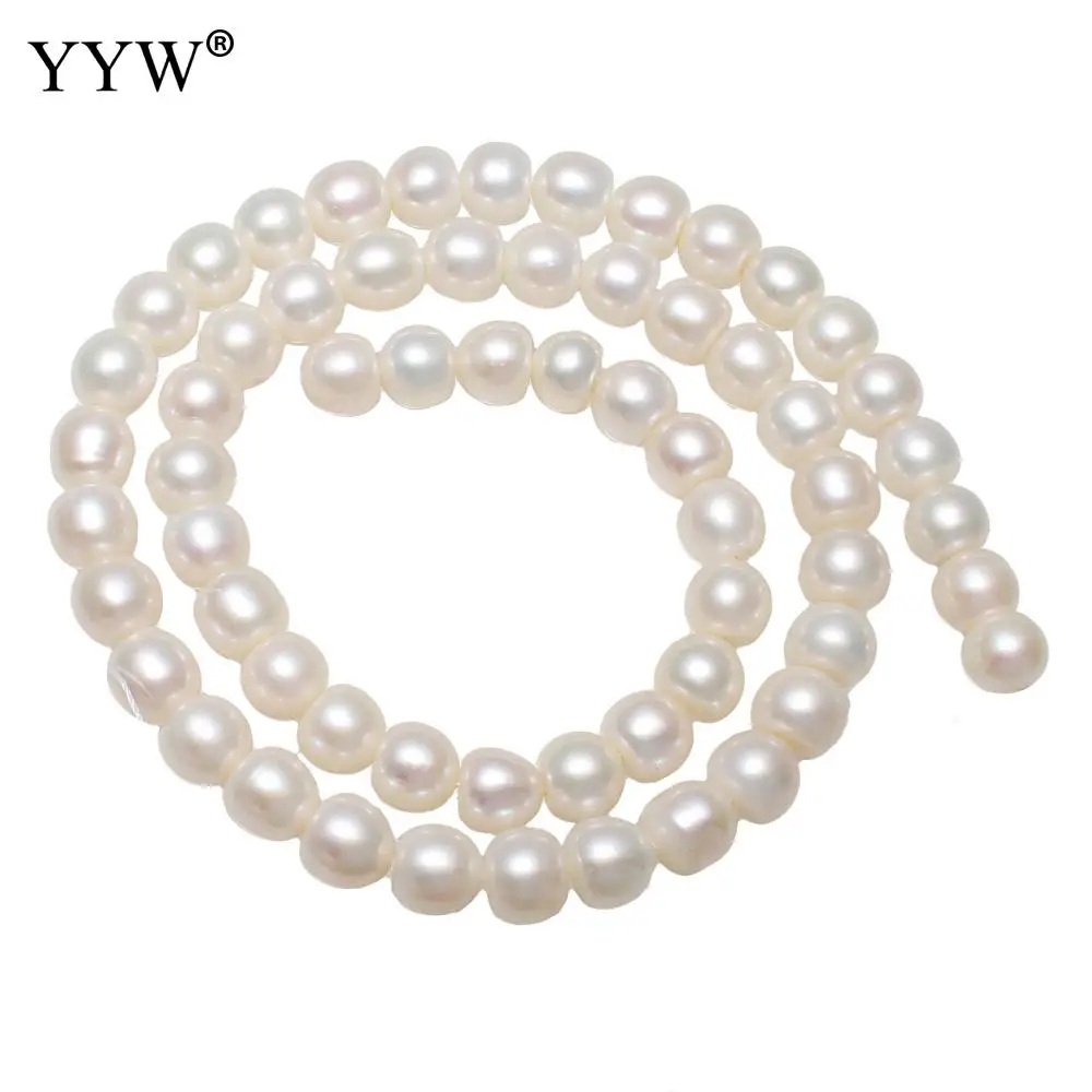 

Natural Freshwater Pearl Beads High Quality White Potato 7-8mm Punch Loose Beads for DIY Women Necklace Bracelet Jewelry Making