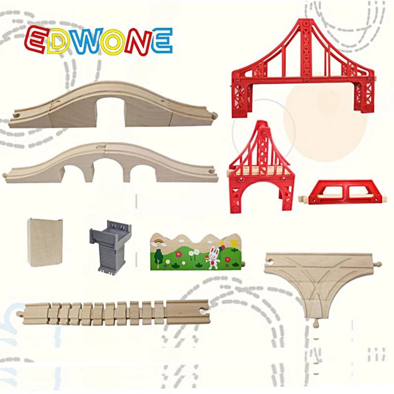 Tbkjoys Beuken Brug Spoor Accessoires Fit Houten Trein Educatief Jongen/Kids Speelgoed Meerdere Track