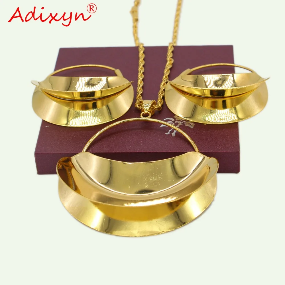 Adixyn PNG Hyperbole Bag Necklace/Earrings/Pendant Jewelry Set For Women Gold Color/Copper African/Ethiopian Party Gifts N11012