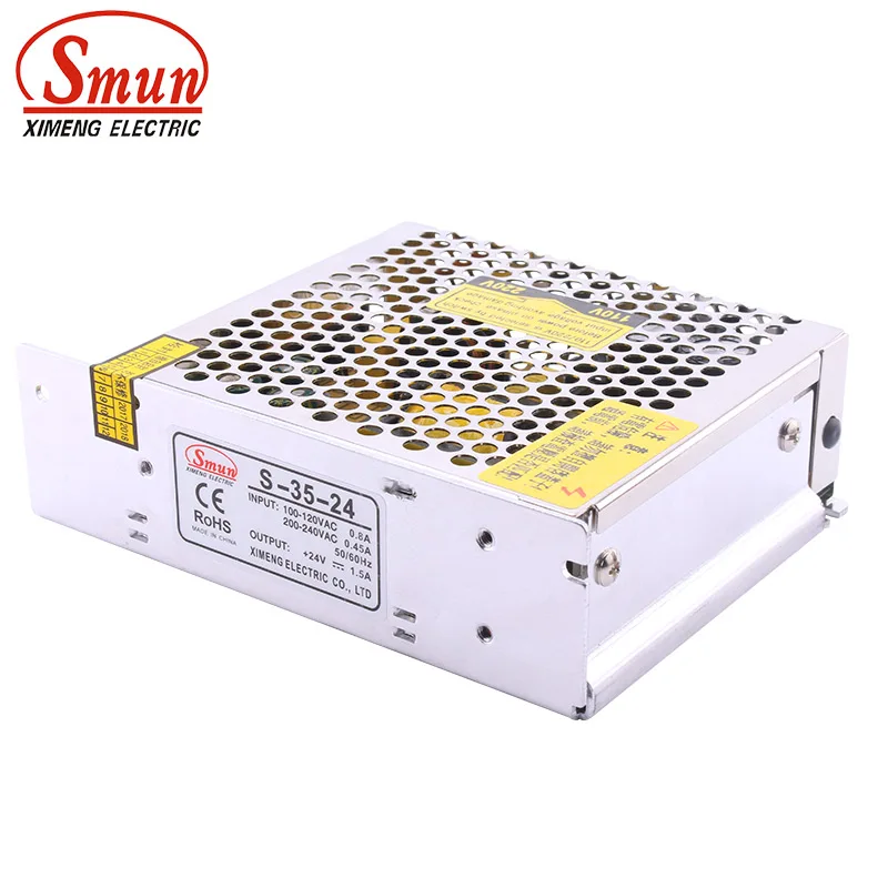 SMUN S-35-24 100-240VAC Input 24VDC 1.5A Output 35W Switching Power Supply