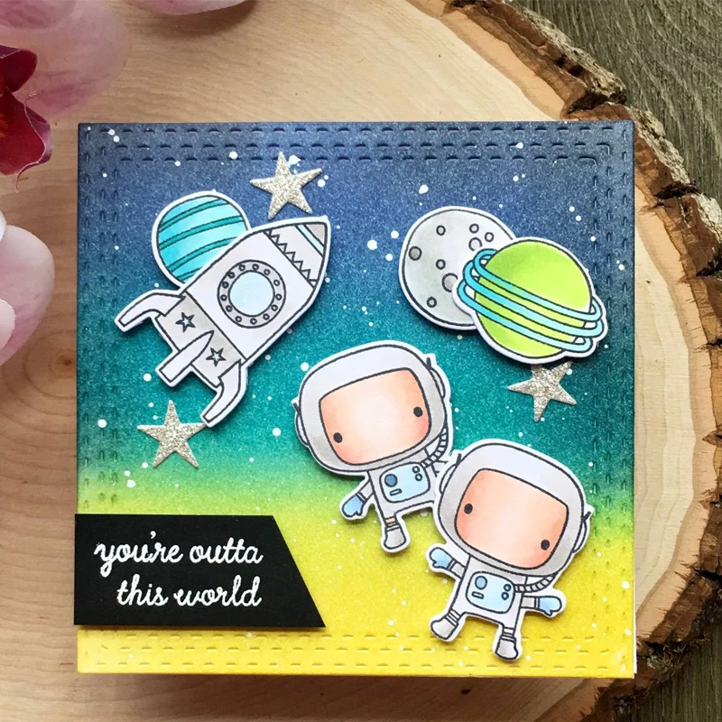 AstronsomIn Space-Ensemble de tampons en silicone transparent, scrapbooking bricolage, cartes d'album photo, tampon transparent décoratif exécutif, 4x6