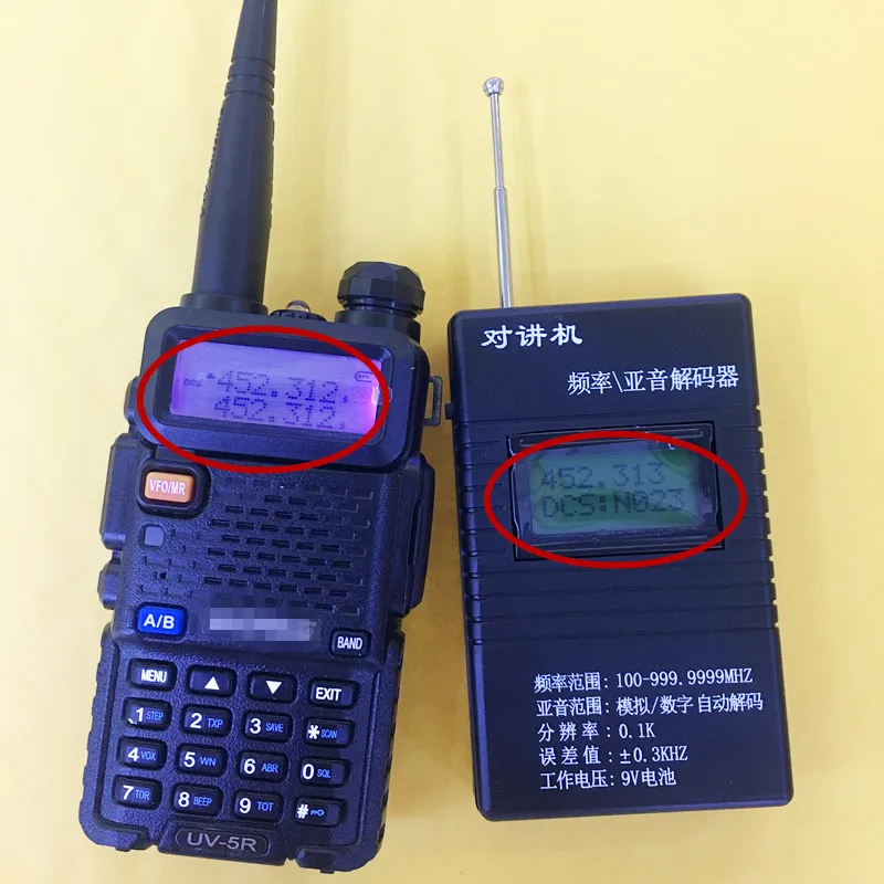 High sensitive handheld  frequency meter 100-999.9999MHZ for walkie talkie ham radio CTCSS DCS decoder