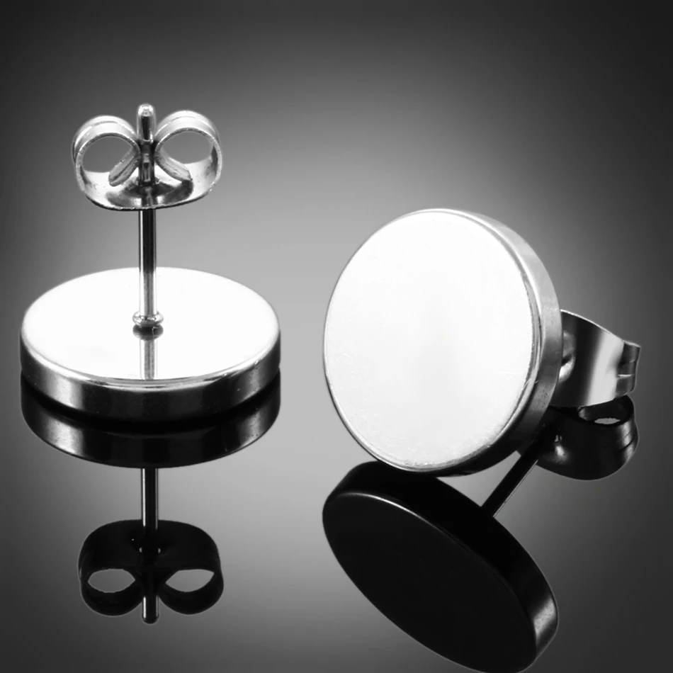 2Pcs/lot Surgical Steel Earrings Black Circle Ear Stud Piercing Male Cartilage Helix Earring Piercings Jewelry For Unisex