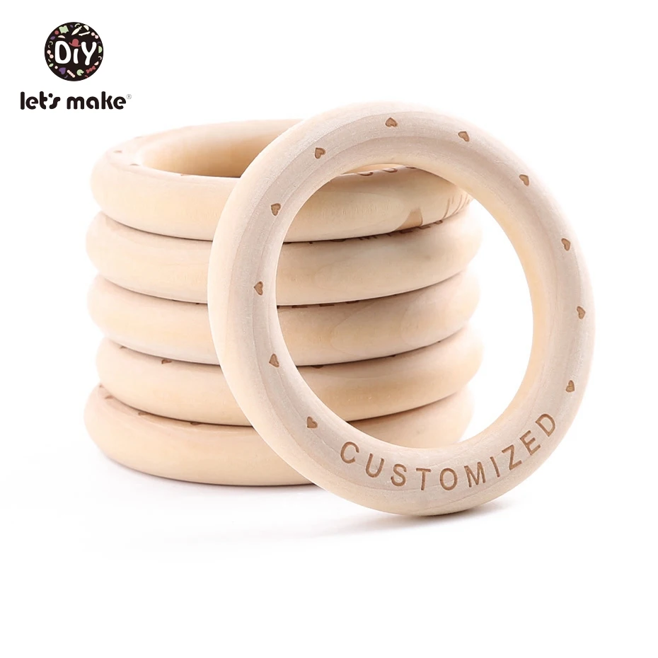 Let's Make Wooden Bracelet 100PCS 70mm Customized Organic Nursing Wooden Eco-Friendly Baby Teething Accessories Bracelet