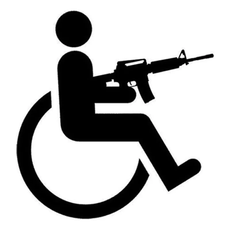 Car- stying   Handicapped Wheelchair Gun Creative Vinyl Car-Styling Stickers Decals Jdm