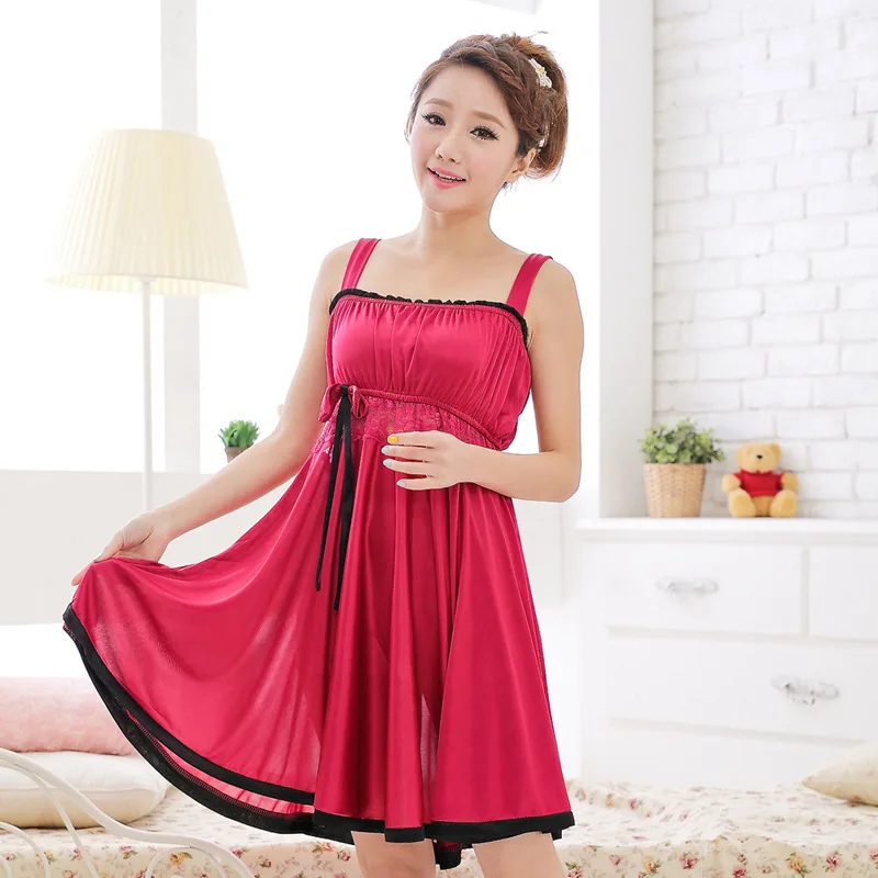 Solid Chiffon Nightgown Temperament Sexy Silk Nightdress Women Pijama Summer Lace Temptation Princess Sleepwear