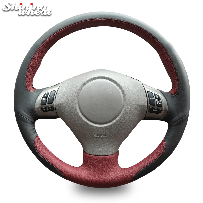 Shining wheat Genuine Leather Steering Wheel Cover for Subaru Forester 2008-2012 Impreza 2008-2011 Legacy 2008-2010 Exiga 2