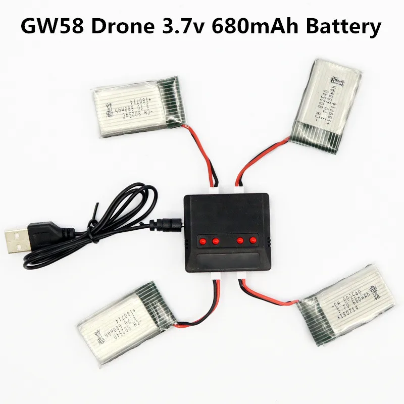 GW58  Drone Spare parts For GW58 quadcopter Folding Remote Control Aircraft 3.7V 680mAh lithium Battery UAV  Battery Accessories