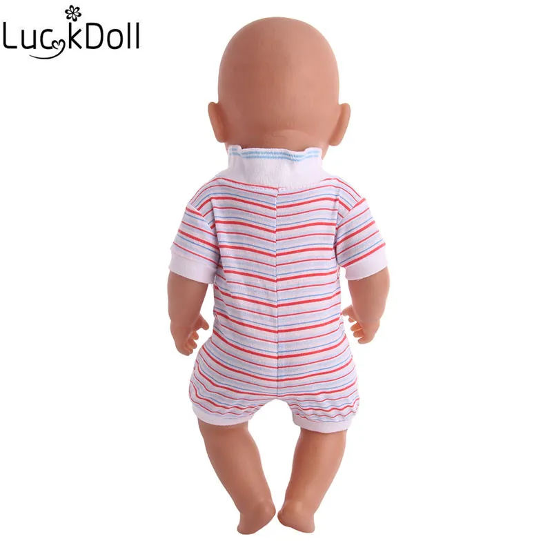 LUCKDOLL-Macacão Rosa para Boneca Americana, Roupas de Boneca, Acessórios, Brinquedos Meninas, Presente de Aniversário, 18in, 43cm