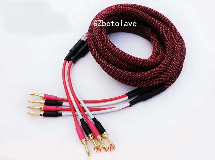 

1 pare high quality Speaker Cable with Banana Plug to Spade Plug for Home Theater Amplifier Audio Cable Gold Plated OFC