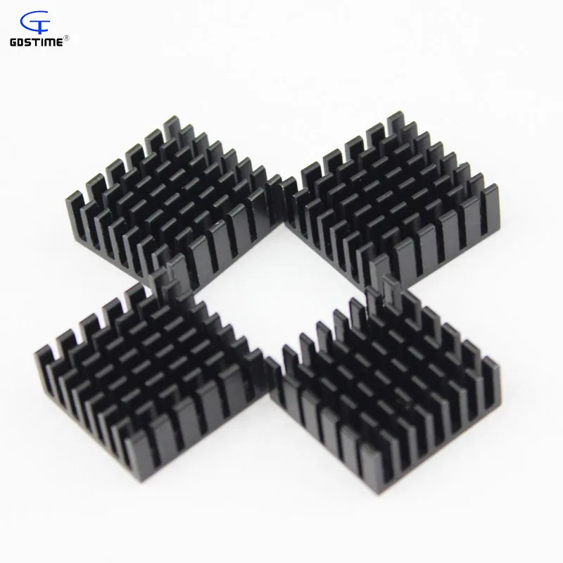 Gdstime 500pcs Black 20mm 20x20x10mm Aluminium Heatsink Heat Sink For PC Computer RAM DDR IC Chip Cooling