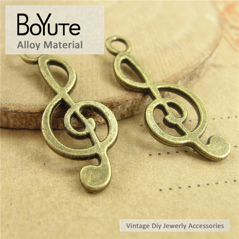 BoYuTe (200 Pieces/Lot) 10*25MM Alloy Antique Bronze Musical Note Charms Pendant Diy Metal Bracelet Necklace Jewelry Findings