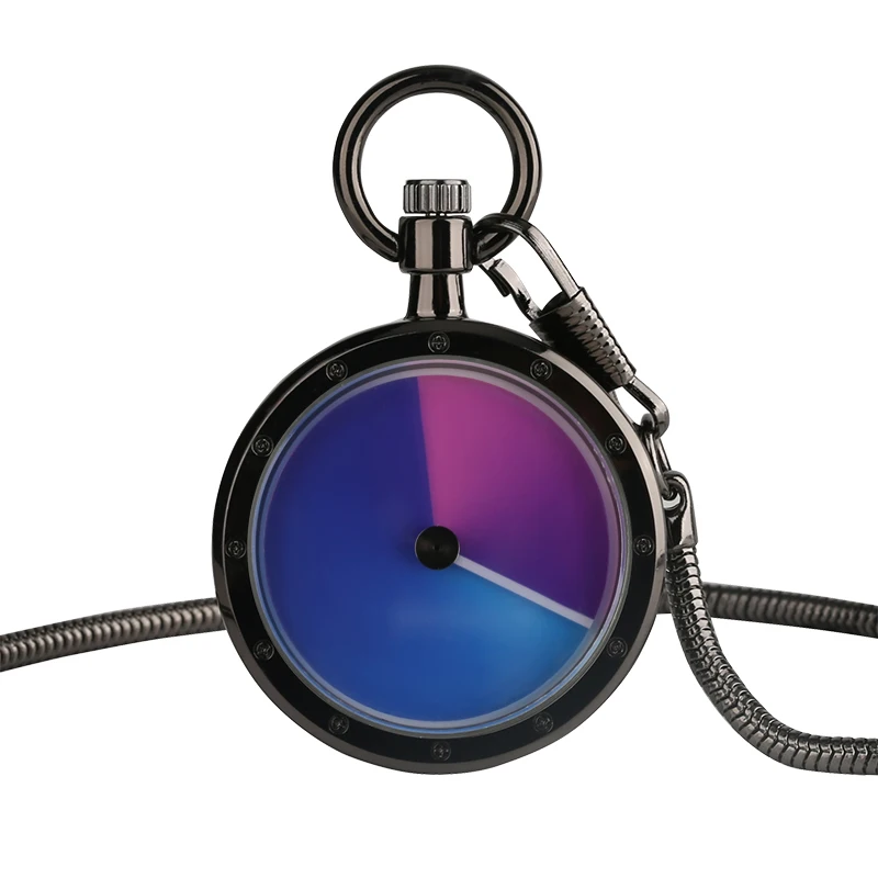 8 Types Color Gradient Concept Men Women Pocket Watch Blue Swirl Pointer Quartz Geek Male Hour Clock Snake Chain Turntable Watch