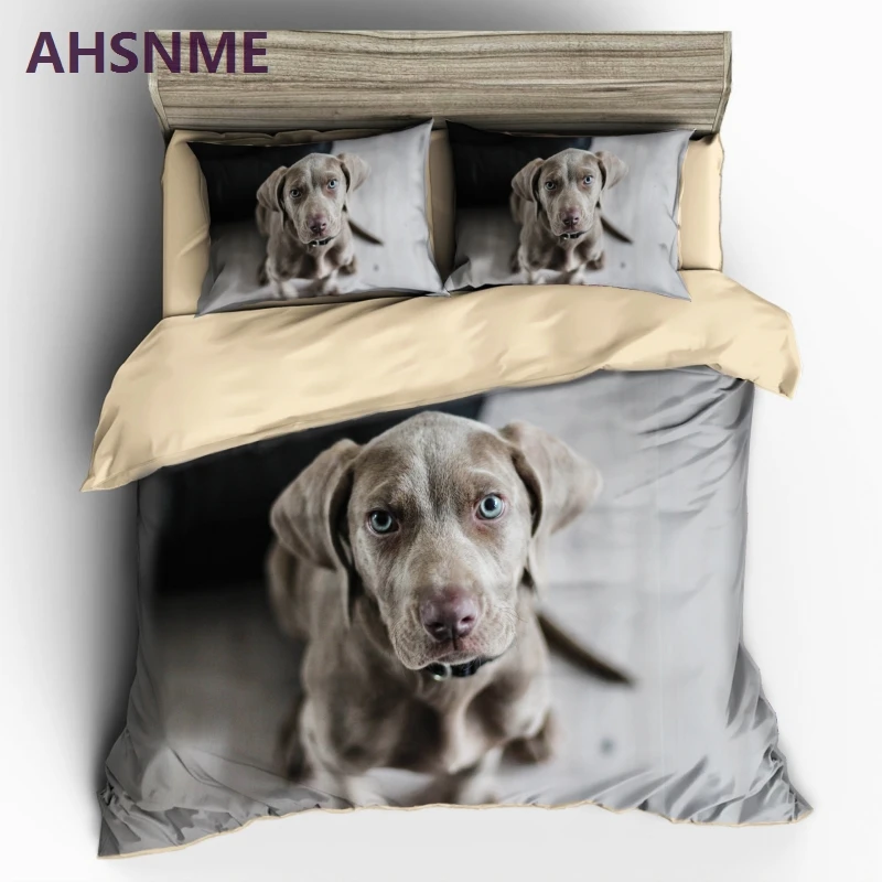 AHSNME Grey Dog Bedding set Dog Quilt Cover High-definition Print Home Textiles Multi-Country Size Adaptation US/EU/AU/RU