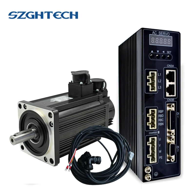 GH 220V 1.5KW AC Servo motor 1500W,5NM,3000RPM servomotor Single-Phase and Matched Driver