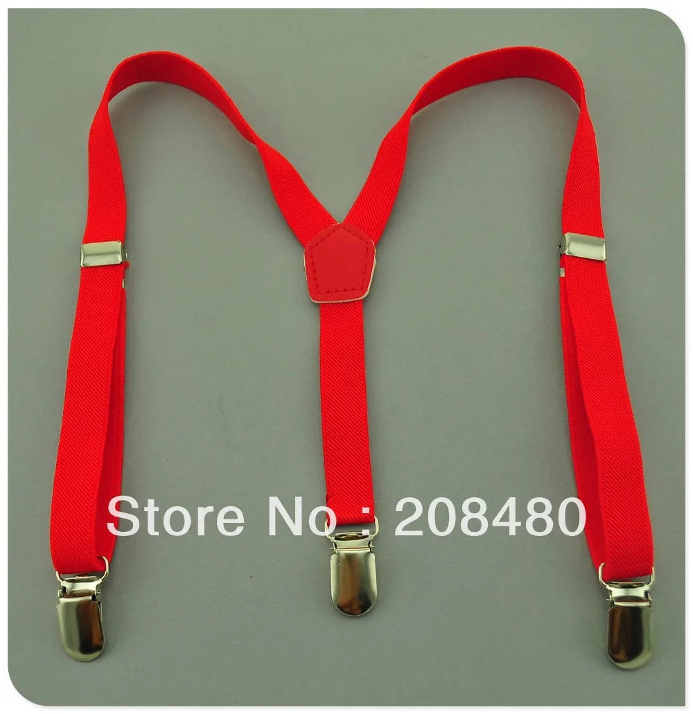 Free Shipping-1.5x65cm "Red" Kids Suspenders Children/Boys/Girls Suspender Elastic Braces Slim Suspenders-Wholesale & Retail