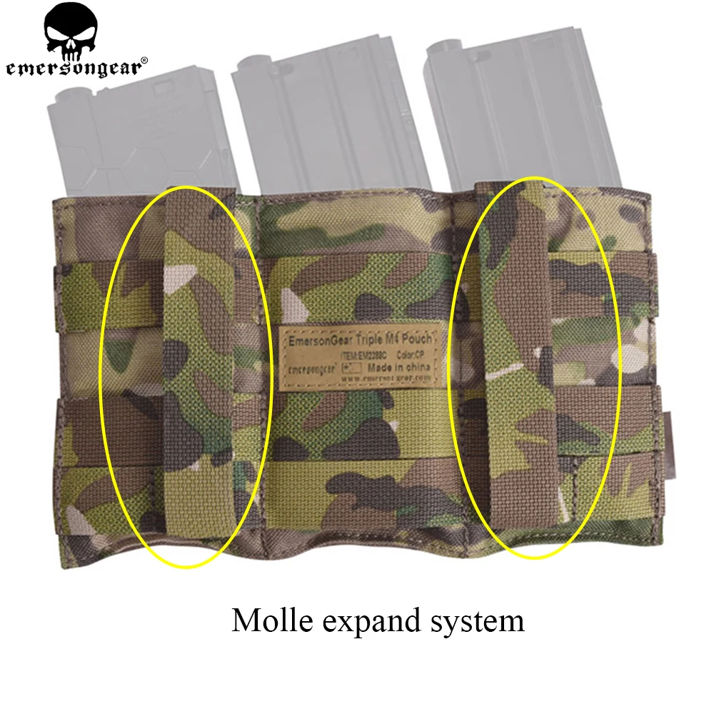 EMERSONGEAR Triple M4 Mag Pouch Tactical Molle Rapid Reloading Magazine Pouch for Airsoft Wargame Gear Painball Hunting EM2388