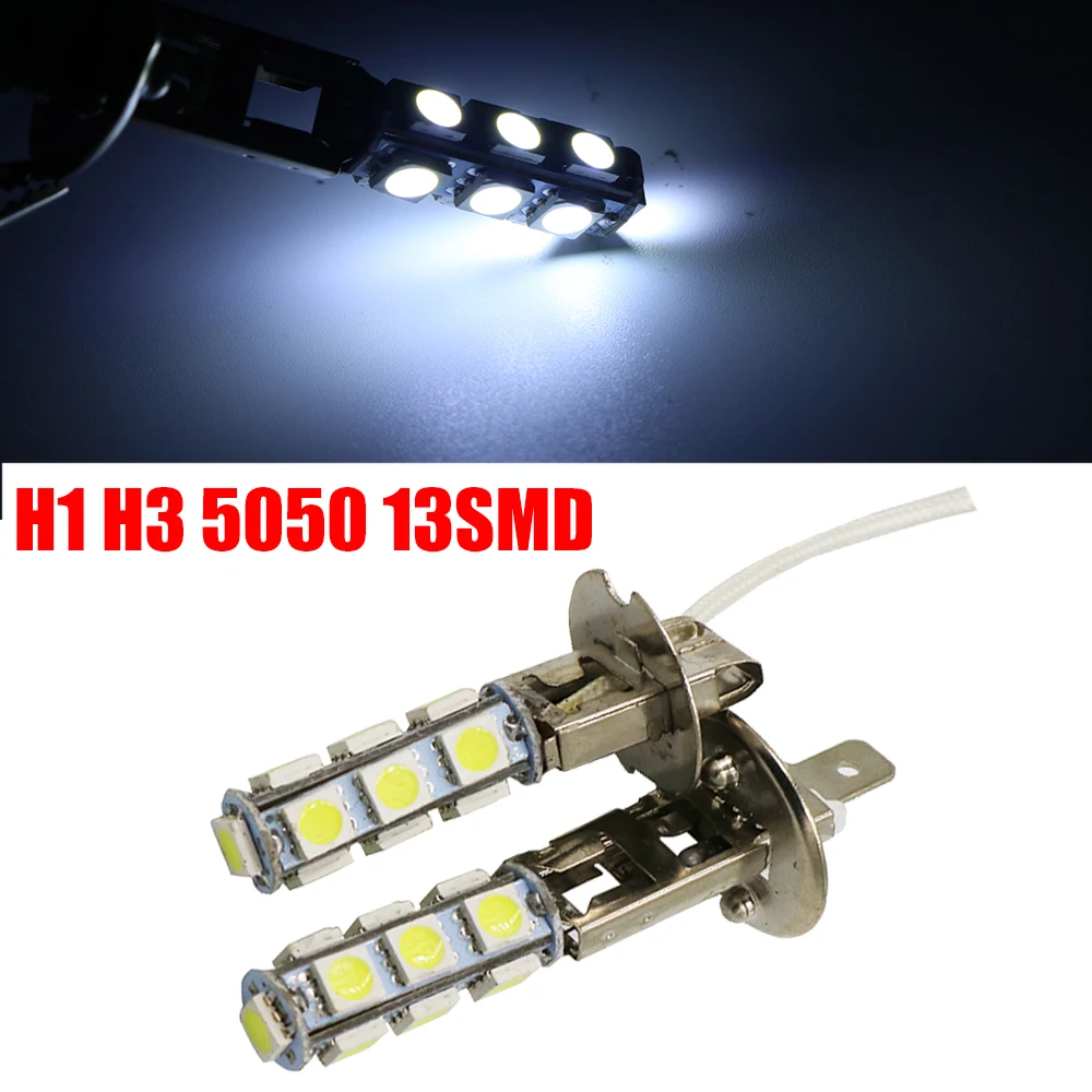 YSY car-styling H1 H3 5050 SMD 13 LED 12V 24V Car Auto Headlight Fog Lamp Head Lights led Bulb Super Bright White 6000K DRL 50X