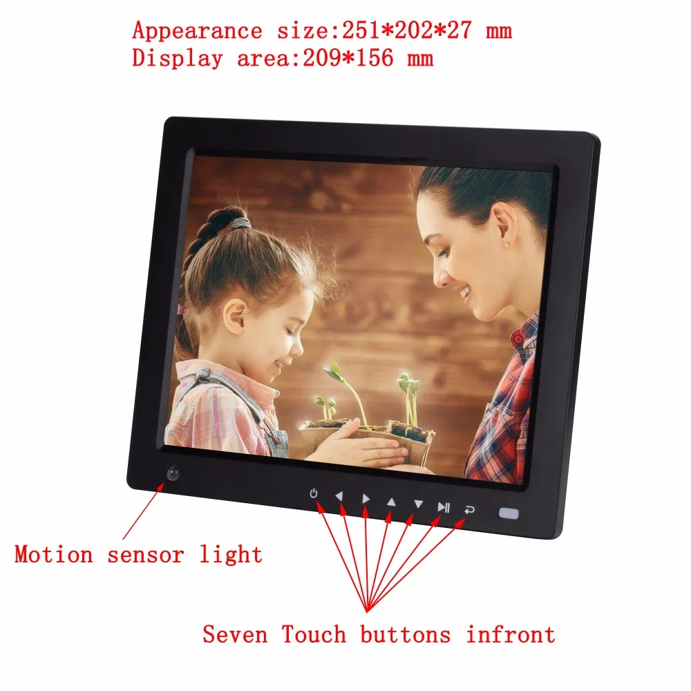 10 inch body induction sensor touch buttons infront electronic photo frame video player digital photo frame advertising machine