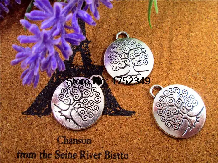 

6pcs-Tree of Life Charms, Antique Tibetan silver Tone Tree of Life Pendants/Charms, Tree 24mm