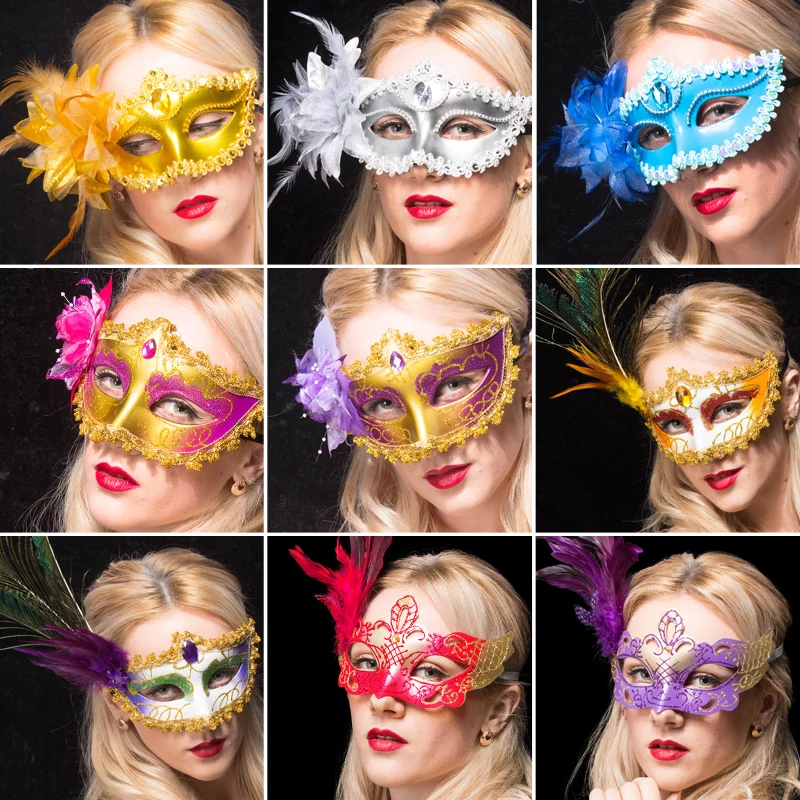 Christmas Party Mask for Halloween children masquerade  feather lily