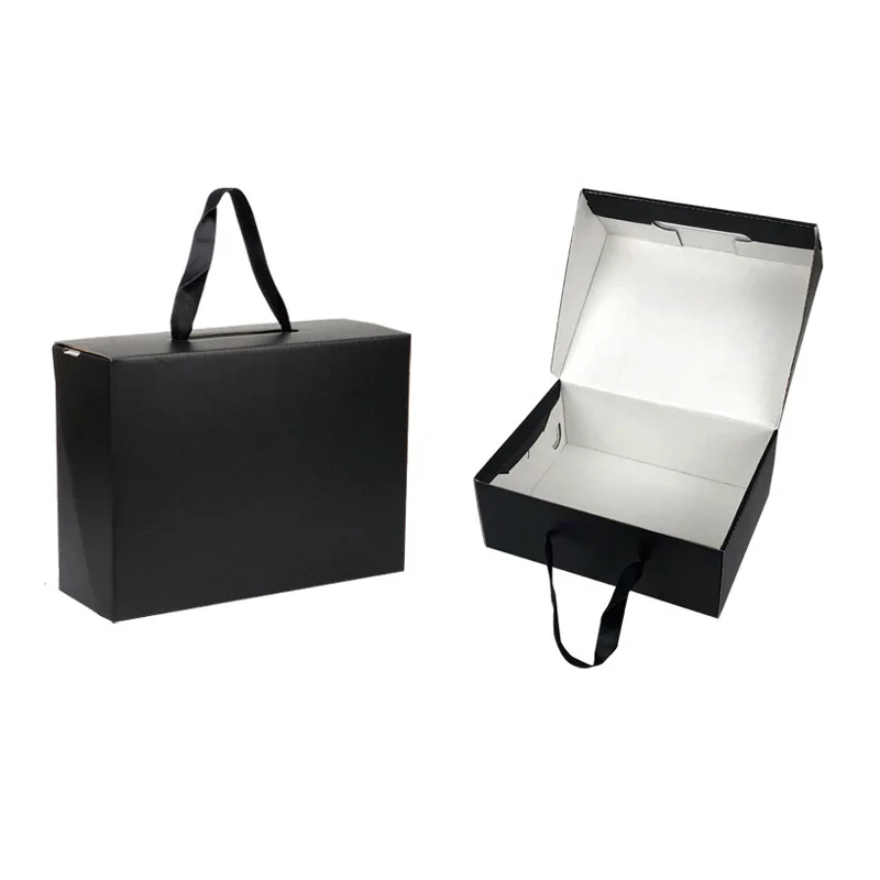 50Pcs/Lot White/Black Kraft Paper Gift Box Children\'s shoe box Portable Case Women men shoe box 4 Size Custom logo