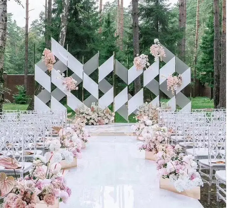 Wedding props iron geometric setting sun screen road led Outdoor wedding simple background stage decoration .