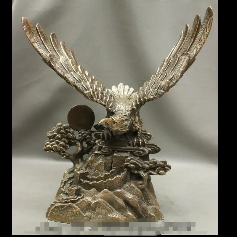 

wan67104029+++20 Chinese Bronze Wealth Bird Hawk King Fly Eagle Statue Great Wall Sculpture