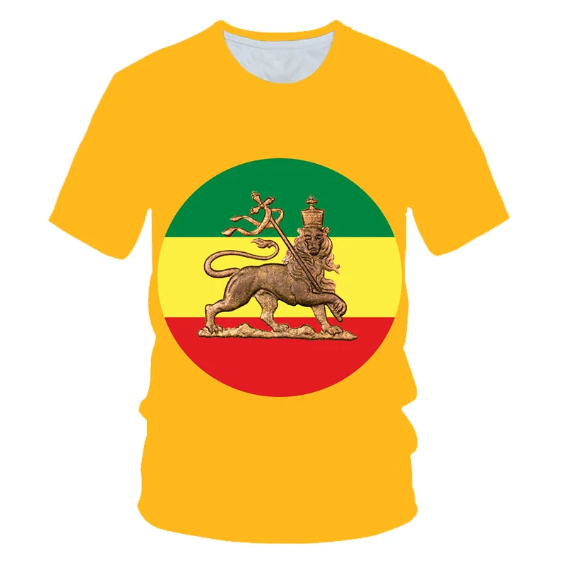 2021 Summer Kids 3D Printing lion Carry Flag Rastafari T-shirt Boys Girls Rasta Rastafarian T shirt Children Party Tshirts 4-20Y