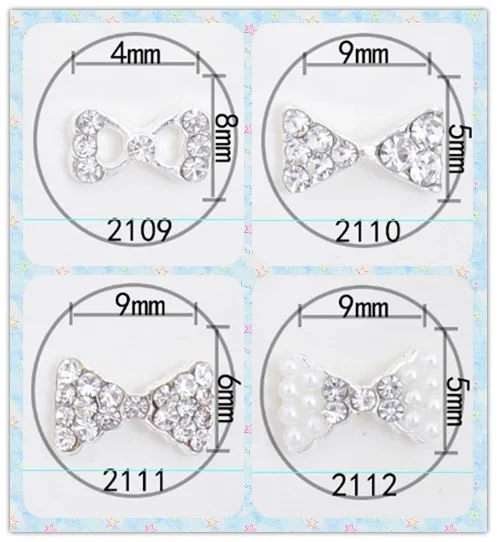 10pcs  latest nail art alloy bow jewelry nail bow decoration bow style gemstone accessory