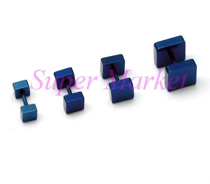 

Popular Blue Earring Stud Piercing Mixed Size Barbell Cool 50pcs/lot Vacuum Plating Titanium Punk Style Jewelry